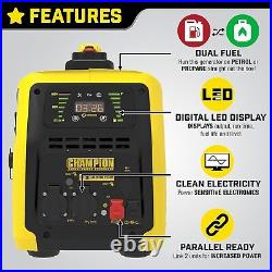 Champion 2000W Dual Fuel Inverter Generator, LPG Compatible, Stackable