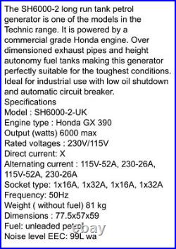 Honda GX 390 SDMO SH 6000-2 generator