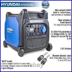 Hyundai 6600With6.6kW Remote Electric Start Petrol Portable Inverter Generator H