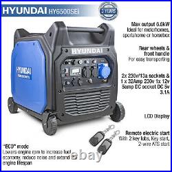 Hyundai Petrol Inverter Generator 6600w 6.6kW 8.25kVA Remote Key start HY6500SEi