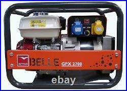 NEW BELLE GPX2700 GENERATOR 2.7kVA HONDA GX200 PETROL ENGINE 110v 230v SITE