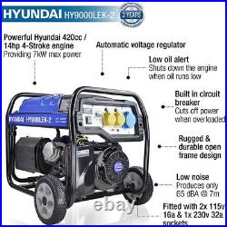 Petrol Generator 7kW / 8.75kVA Recoil & Electric Start Open Frame Site Hyundai