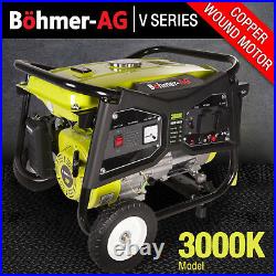 Portable Petrol Generator 2700w Electric Backup Camping Power Bohmer 3000K