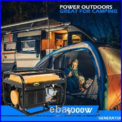 Portable Petrol Generator 4-Stroke 4000w Manual Recoil Start Camping Power UK