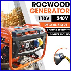 Portable Petrol Generator RocwooD 8HP 3.4KVA Quiet Power Recoil Start