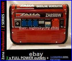 RRP 1495! Now £685! Zana Petrol Generator 8500w Reliable Portable Power