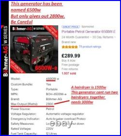 RRP 1495! Now only £395! 8500w Petrol Generator extreme power & value