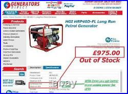 RRP 1495! Now only £395! 8500w Petrol Generator extreme power & value