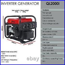 SPARK 2000W Petrol Inverter Generator Portable 4 Stroke Engine Camping