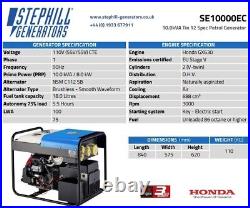 Stephill Generator SE100000EC 10kVA Tin 12 Spec Petrol Generator