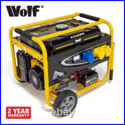 Wolf Petrol Generator 6500w 8.75kva 15HP with Wheels 110v 230v Portable 4 Stroke